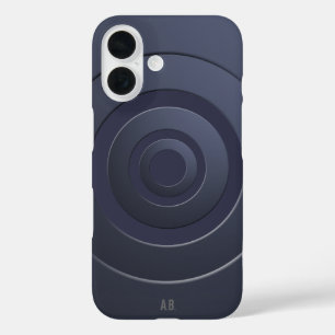 Geometrische Kreise Modernes Blau mit beliebigen I iPhone 16 Hülle