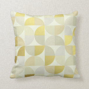 Geometrische Kreise Mustard Gray White Ivory Gold Kissen