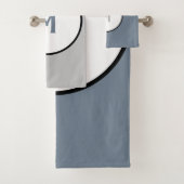 Geometrische Kreise Schiefergraue Monogramm Badhandtuch Set (Insitu)
