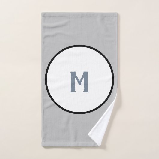 Geometrische Kreise Schiefergraue Monogramm Badhandtuch Set (Handtuch)