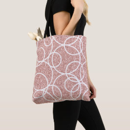 Geometrische Kreise Schwarz-Rosa-Glitzer Abstrakt Tasche