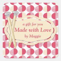 geometrische Kreise Stricknadeln rot