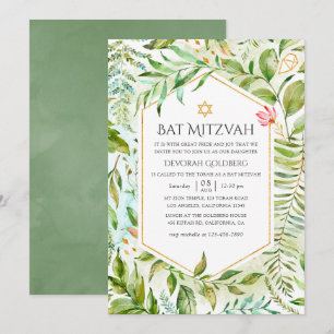 Geometrische Kristall-Grün-Bat-Mizwa Einladung