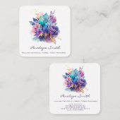 Geometrische Kristalle und Blume Quadratische Visitenkarte (Vorne/Hinten)