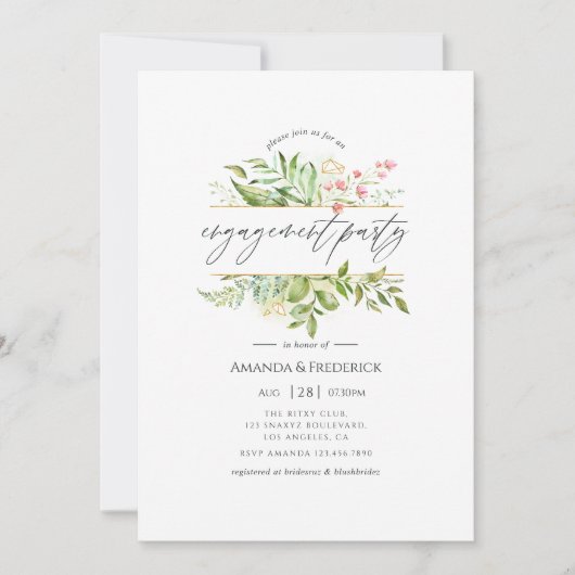 Geometrische Kristallgrün-Engagement-Partei Einladung (Vorderseite)