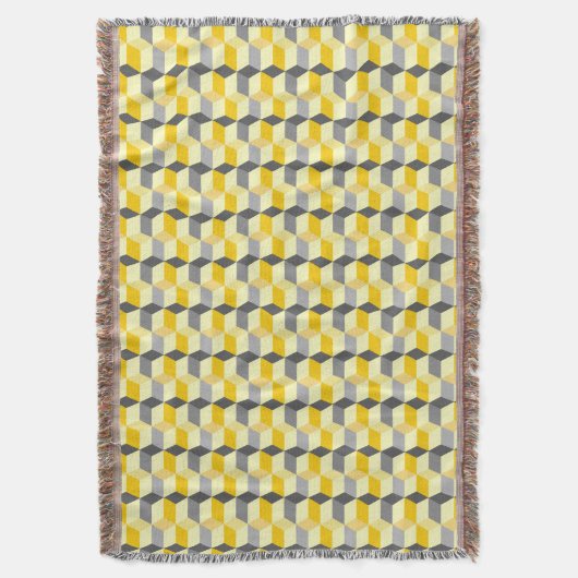 Geometrische Kuben Gelb und Grau Moderne Abstrakt Decke (Vorderseite Vertikal)