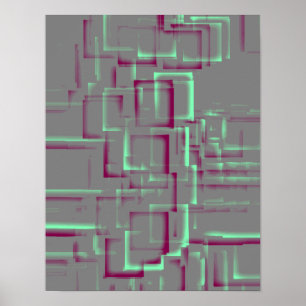 Geometrische Kunst der "Himbeere Minze" Poster