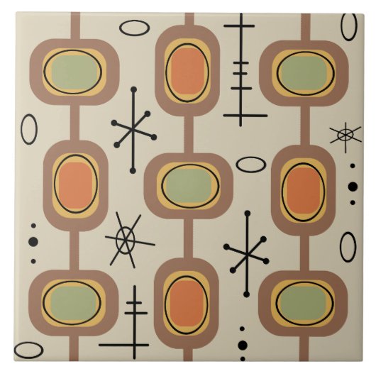 Geometrische Kunst des Weltraumzeitalters Fliese (Vorderseite)