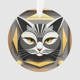 Geometrische Kunst einer stilisierten Katzenabstra Ornament