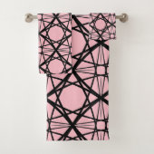 Geometrische Kunst in Schwarz und Rosa Badhandtuch Set (Insitu)