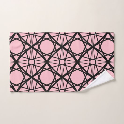 Geometrische Kunst in Schwarz und Rosa Badhandtuch Set (Handtuch)