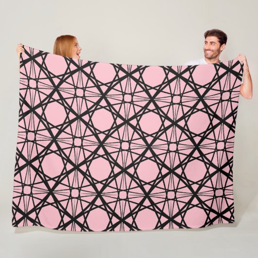 Geometrische Kunst in Schwarz und Rosa Fleecedecke (Beispiel)