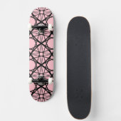 Geometrische Kunst in Schwarz und Rosa Skateboard (Vorne)