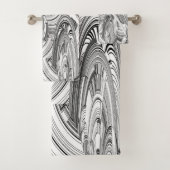 Geometrische Kunst in Schwarz und Weiß Badhandtuch Set (Insitu)