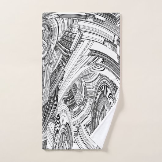 Geometrische Kunst in Schwarz und Weiß Badhandtuch Set (Handtuch)