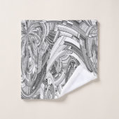 Geometrische Kunst in Schwarz und Weiß Badhandtuch Set (Waschlappen)