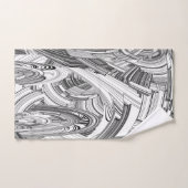 Geometrische Kunst in Schwarz und Weiß Badhandtuch Set (Handtuch)