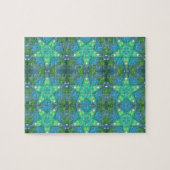 Geometrische Kunst leuchtende Smaragdgrüne Sterne Puzzle (Horizontal)