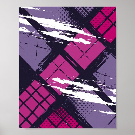Geometrische Kunst mit Magenta und Lila Töne Poster (Vorne)