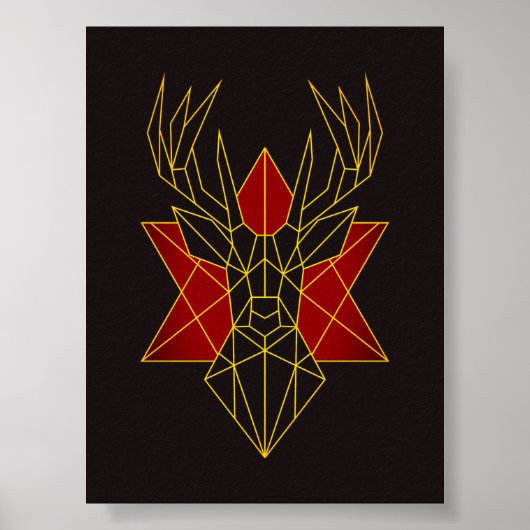 Geometrische Kunst Rotwild-Tierdarstellung modern Poster (Vorne)