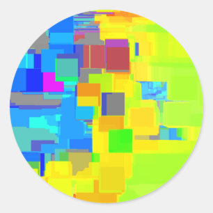 Geometrische Kunst "Stadt im Himmel" Runder Aufkleber