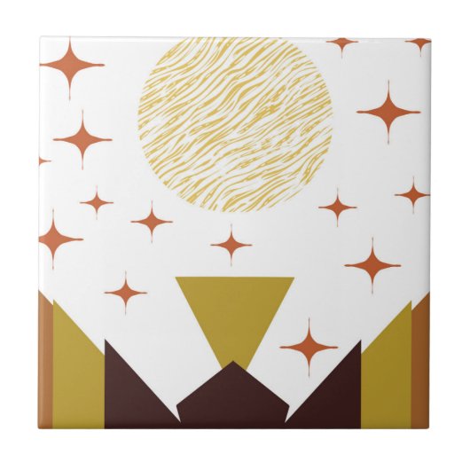 Geometrische Landschaft des mittleren Jahrhunderts Fliese (Vorderseite)