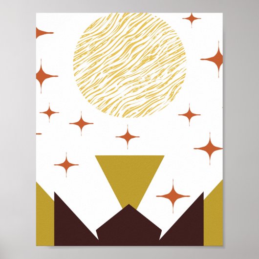 Geometrische Landschaft des mittleren Jahrhunderts Poster (Vorne)