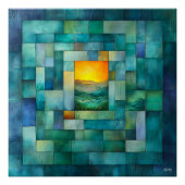 Geometrische Landschaftskunst - Aquamarine und gol Poster (Vorderseite)