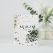 Geometrische Laub-Save the Date Postkarten (Stehend Vorderseite)