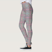 Geometrische Leggings mit Lila rosa grün (Links)