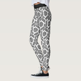 geometrische Leggings mit schwarzen, weißen Punkte