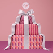 Geometrische Liebe in Magenta, Korallen, Rosa Geschenkpapier Set