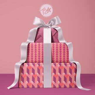 Geometrische Liebe in Magenta, Korallen, Rosa Geschenkpapier Set
