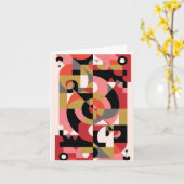 Geometrische LIEBE in rosa, schwarz, rot, weiß, ge Karte (Gelbe Blume)