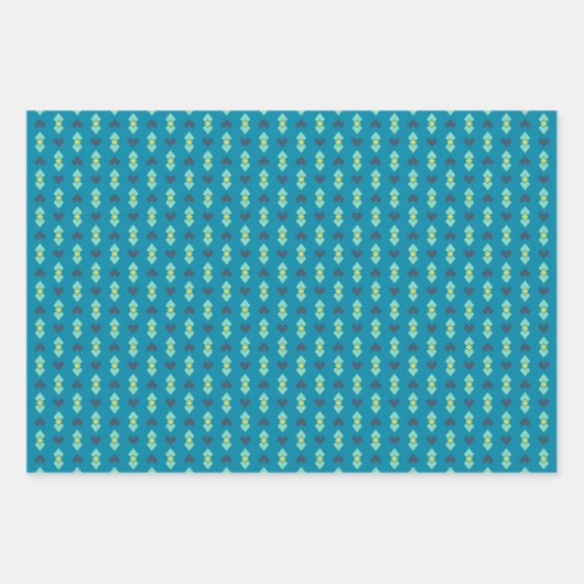 geometrische Liebe, Punkte und Zickzack Streifen Geschenkpapier Set (Vorderseite 3)