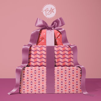 geometrische Liebe, Punkte und Zickzack Streifen Geschenkpapier Set