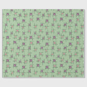 Geometrische lila Blume im grünen Hintergrund Geschenkpapier (Flach)