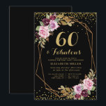 geometrische lila Blumeneinladung zum 60. Geburtst Einladung<br><div class="desc">Ein hübsches,  geometrisch gestaltetes Blumendesign mit einer lila Blume von Herbst-Aquarellen. Text und Farben können personalisiert sein.</div>