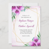 Geometrische Lila Calla Lily Watercolor Hochzeit Einladung (Vorderseite)