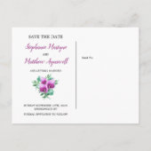 Geometrische Lila Calla Lily Wedding speichern das Ankündigungspostkarte (Rückseite)