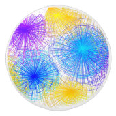 Geometrische Lila-gelbe Blauspiralen Keramikknauf (Vorderseite)