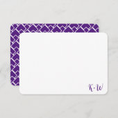 Geometrische Lila Personalisierte Monogramm-Mittei Dankeskarte (Vorne/Hinten)