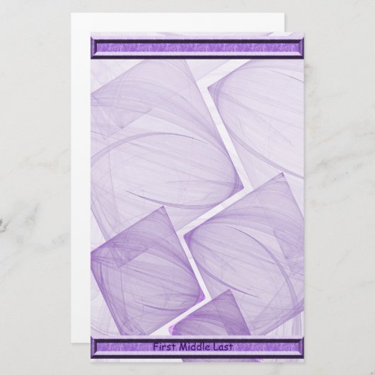 Geometrische Lila Quadrate Abstrakt Briefpapier (Vorne/Hinten)