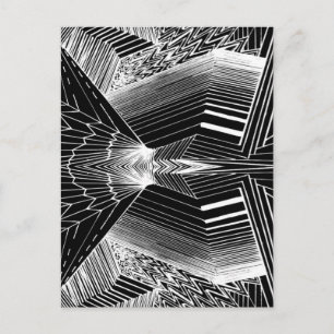 Geometrische Linie Schwarz-Weiß-Abstrakte Design Postkarte
