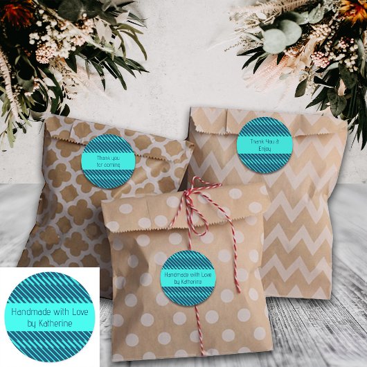 Geometrische Linien - Blaue, benutzerdefinierte Te Runder Aufkleber