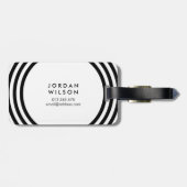 Geometrische Linien der weißen Minimalistischen Kr Gepäckanhänger (Rückseite horizontal)