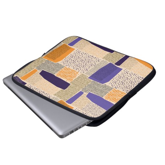 Geometrische Linien mit Unterteilung in Abstrakte  Laptopschutzhülle (Vorne Knopf)