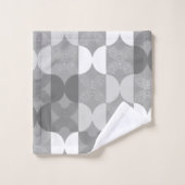 Geometrische Linien Mittelalter moderner 50er grau Badhandtuch Set (Waschlappen)