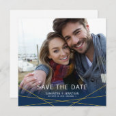 Geometrische Linien | Square Foto Save the Date (Vorne/Hinten)