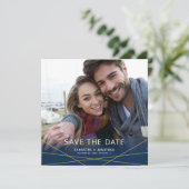 Geometrische Linien | Square Foto Save the Date (Stehend Vorderseite)